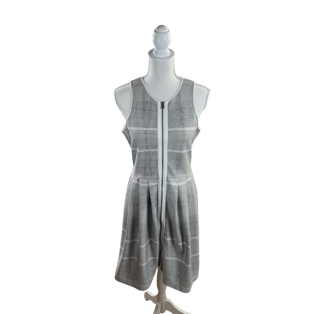 Addison Story Women's Full Zip Midi Dress Black & White Size Large